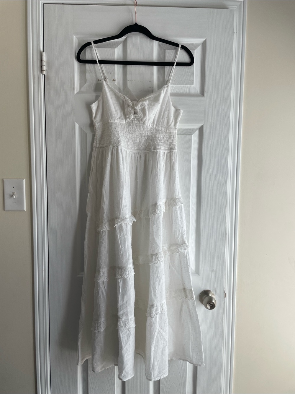 BNWT JAPNA 100% Cotton White Tiered Lace-Trim Dress